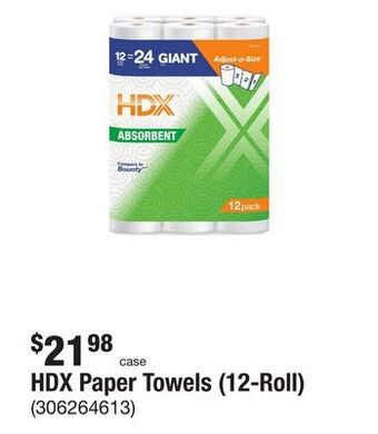 The Home Depot Hdx paper towels (12-roll) offer