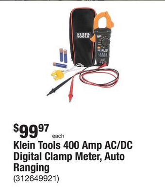 The Home Depot Klein tools 400 amp ac/dc digital clamp meter, auto ranging offer