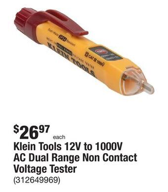 The Home Depot Klein tools 12v to 1000v ac dual range non contact voltage tester offer