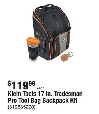 The Home Depot Klein tools 17 in. tradesman pro tool bag backpack kit offer