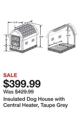 Tractor Supply Company Insulated dog house with central heater, taupe grey offer