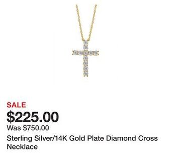 Belk Sterling silver/14k gold plate diamond cross necklace offer