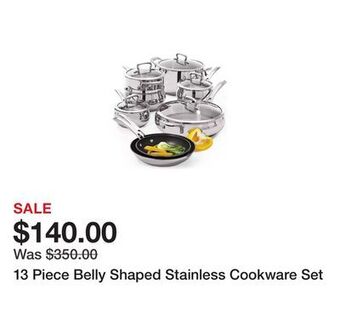 Belk 13 piece belly shaped stainless cookware set offer