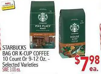 Ingles Markets Starbucks bag or k-cup coffee offer