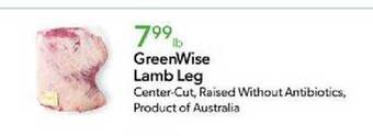 Publix Greenwise lamb leg offer