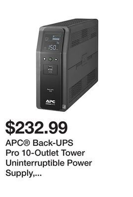 Office Depot Apc® back-ups pro 10-outlet tower uninterruptible power supply, 1,500va/900 watts, bn1500m2 offer