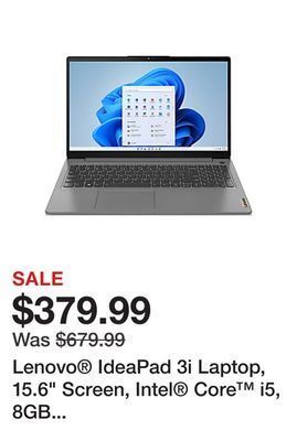 Office Depot Lenovo® ideapad 3i laptop, 15.6" screen, intel® core™ i5, 8gb memory, 512gb solid state drive, windows® 11 home offer