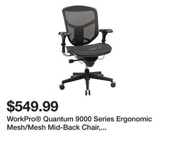 Office Depot Workpro® quantum 9000 series ergonomic mesh/mesh mid-back chair, black/black offer