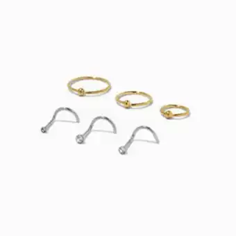 Claire's Mixed metal 20g embellished nose hoops & studs - 6 pack offer