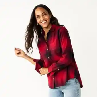 Kohl's Women's sonoma goods for life® everyday flannel shirt offer