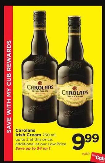 Cub Foods Carolans irish cream offer