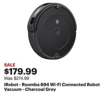 Best Buy Irobot - roomba 694 wi-fi connected robot vacuum - charcoal grey offer