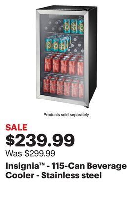 Best Buy Insignia™ - 115-can beverage cooler - stainless steel offer