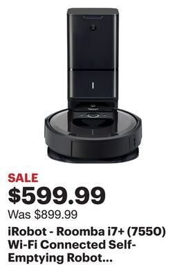 Best Buy Irobot - roomba i7+ (7550) wi-fi connected self-emptying robot vacuum - charcoal offer