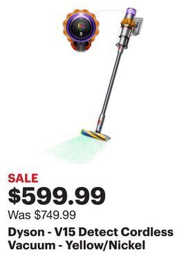 Best Buy Dyson - v15 detect cordless vacuum - yellow/nickel offer