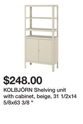 Ikea Kolbjörn shelving unit with cabinet, beige, 31 1/2x14 5/8x63 3/8 " offer