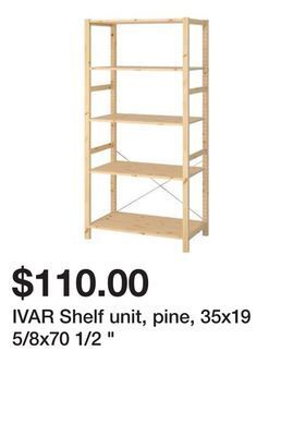 Ikea Ivar shelf unit, pine, 35x19 5/8x70 1/2 " offer