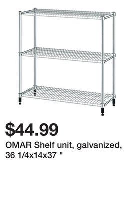 Ikea Omar shelf unit, galvanized, 36 1/4x14x37 " offer