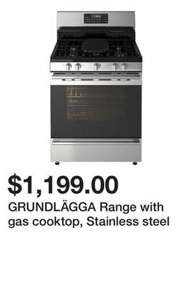 Ikea Grundlägga range with gas cooktop, stainless steel offer