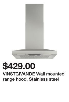 Ikea Vinstgivande wall mounted range hood, stainless steel offer
