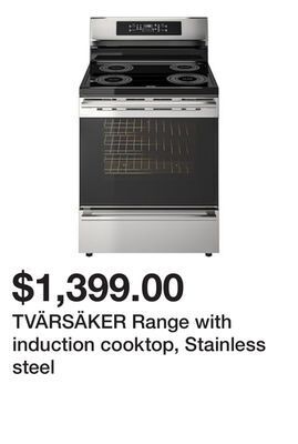 Ikea Tvärsäker range with induction cooktop, stainless steel offer