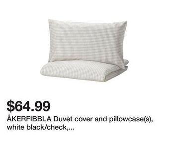 Ikea Åkerfibbla duvet cover and pillowcase(s), white black/check, full/queen (double/queen) offer