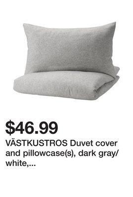 Ikea Västkustros duvet cover and pillowcase(s), dark gray/white, full/queen (double/queen) offer