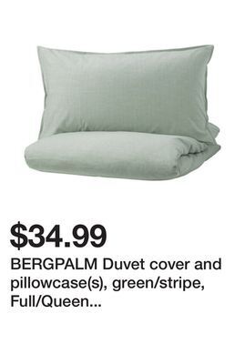 Ikea Bergpalm duvet cover and pillowcase(s), green/stripe, full/queen (double/queen) offer