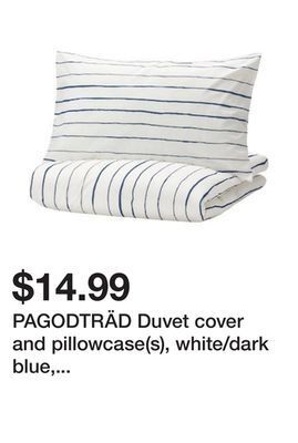 Ikea Pagodträd duvet cover and pillowcase(s), white/dark blue, full/queen (double/queen) offer