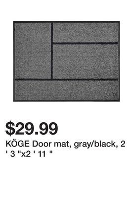 Ikea Köge door mat, gray/black, 2 ' 3 "x2 ' 11 " offer