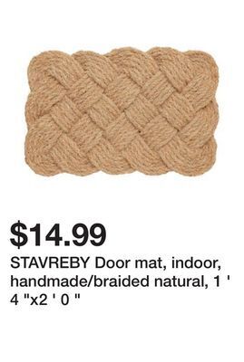 Ikea Stavreby door mat, indoor, handmade/braided natural, 1 ' 4 "x2 ' 0 " offer