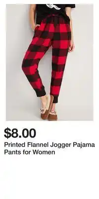Old Navy Printed flannel jogger pajama pants for women offer