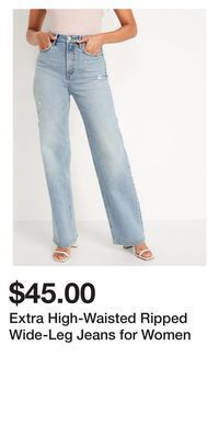 Old Navy Extra high-waisted ripped wide-leg jeans for women offer