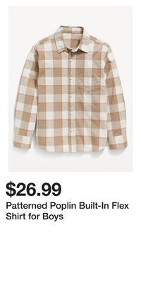 Old Navy Patterned poplin built-in flex shirt for boys offer