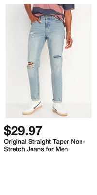 Old Navy Original straight taper non-stretch jeans for men offer