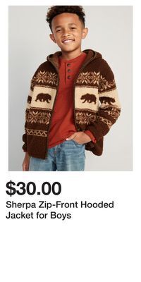 Old Navy Sherpa zip-front hooded jacket for boys offer
