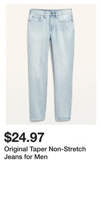 Old Navy Original taper non-stretch jeans for men offer