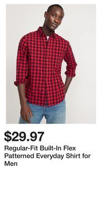 Old Navy Regular-fit built-in flex patterned everyday shirt for men offer