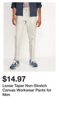 Old Navy Loose taper non-stretch canvas workwear pants for men offer