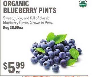 New Seasons Market Organic blueberry pints offer