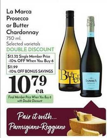 Pavilions La marca prosecco or butter chardonnay offer