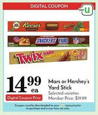 Pavilions Mars or hershey's yard stick offer