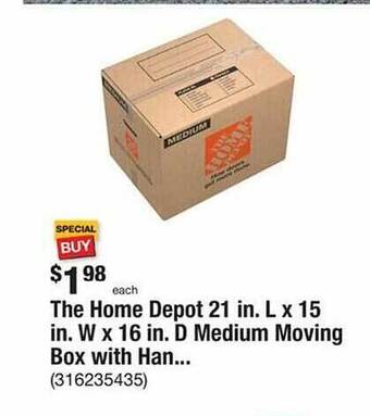 The Home Depot The home depot 21 in. l x 15 in. w x 16 in. d medium moving box with han... offer