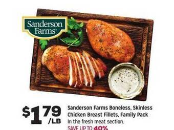 Grocery Outlet Sanderson farms boneless, skinless chicken breast fillets, family pack offer