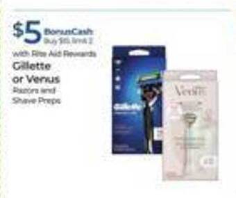 Rite Aid Gillette or venus offer