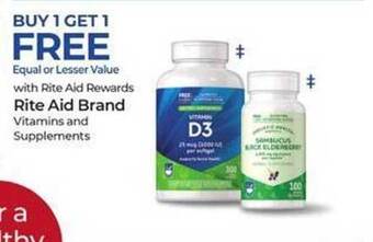 Rite Aid Rite aid brand vitamins and supplements offer