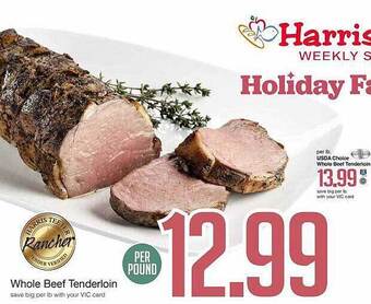 Harris Teeter Usda choice whole beef tenderloin offer