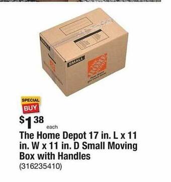 The Home Depot The home depot 17 in. l x 11 in. w x 11 in. d small moving box with handles offer