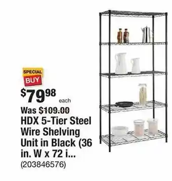 The Home Depot Hdx 5-tier steel wire shelving unit in black (36 in. w x 72 i... offer