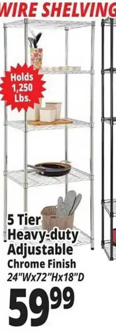 Ocean State Job Lot 5 tier heavy-duty adjustables chrome finish offer